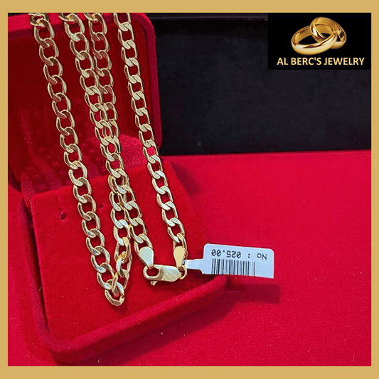 showing an 18K Flat Chain Necklace for Men and Women