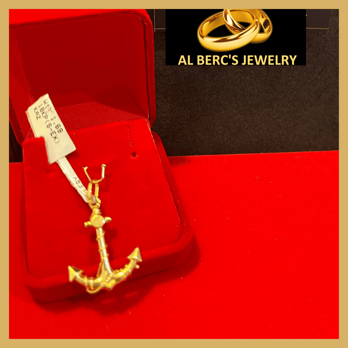 showing an 18K Gold Anchor Pendant