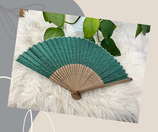 Folding Fan - Wooden  Green