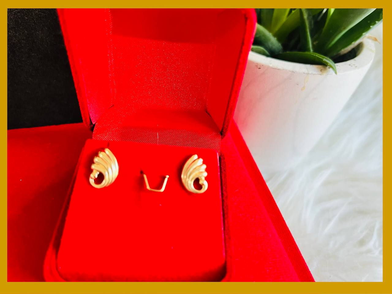 18K Shell Stud Gold Earring for Women